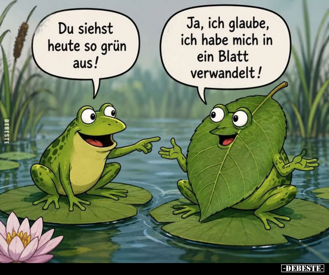 Du siehst heute so grün aus!
-
Ja, ich glaube, ich habe mich in ein Blatt verwandelt!