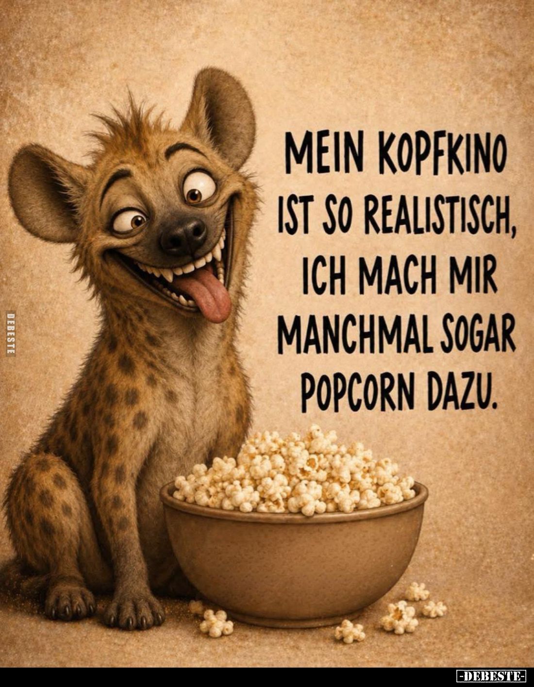 Mein Kopfkino ist so realistisch, ich mach mir manchmal sogar Popcorn dazu.