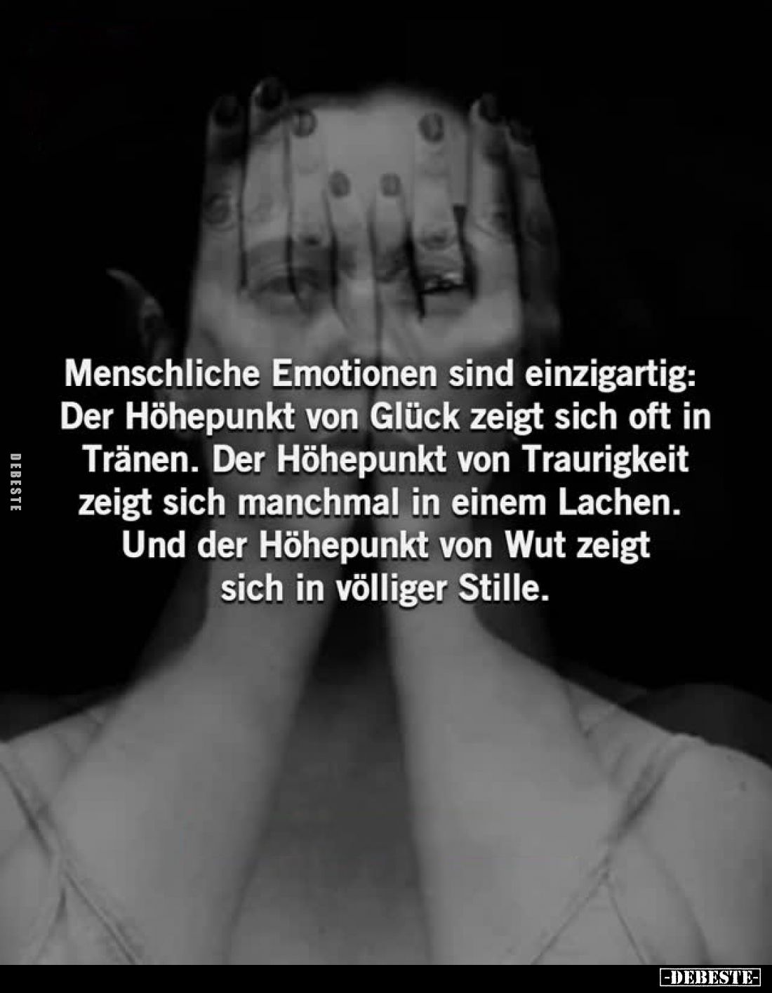 Menschliche Emotionen sind einzigartig: Der Höhepunkt von Glück zeigt sich oft in Tränen. Der Höhepunkt von Traurigkeit zeigt...