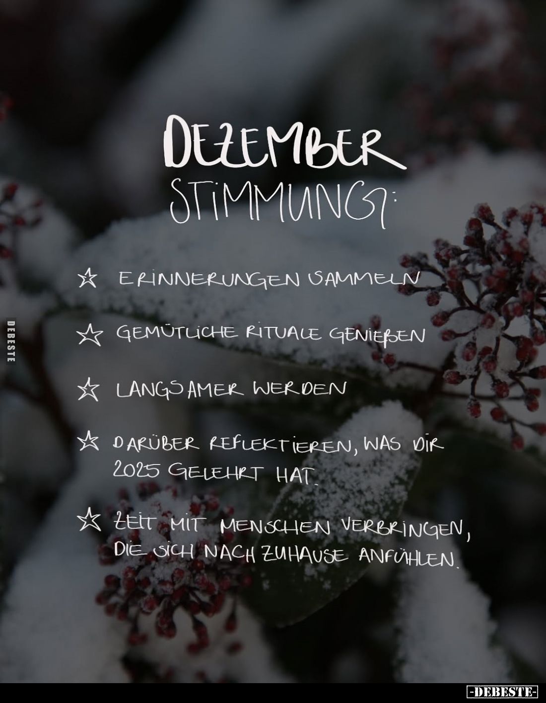 Dezember Stimmung:
- Erinnerungen sammeln
- gemütliche Rituale genießen
- langsamer werden
- darüber reflektieren, was di...