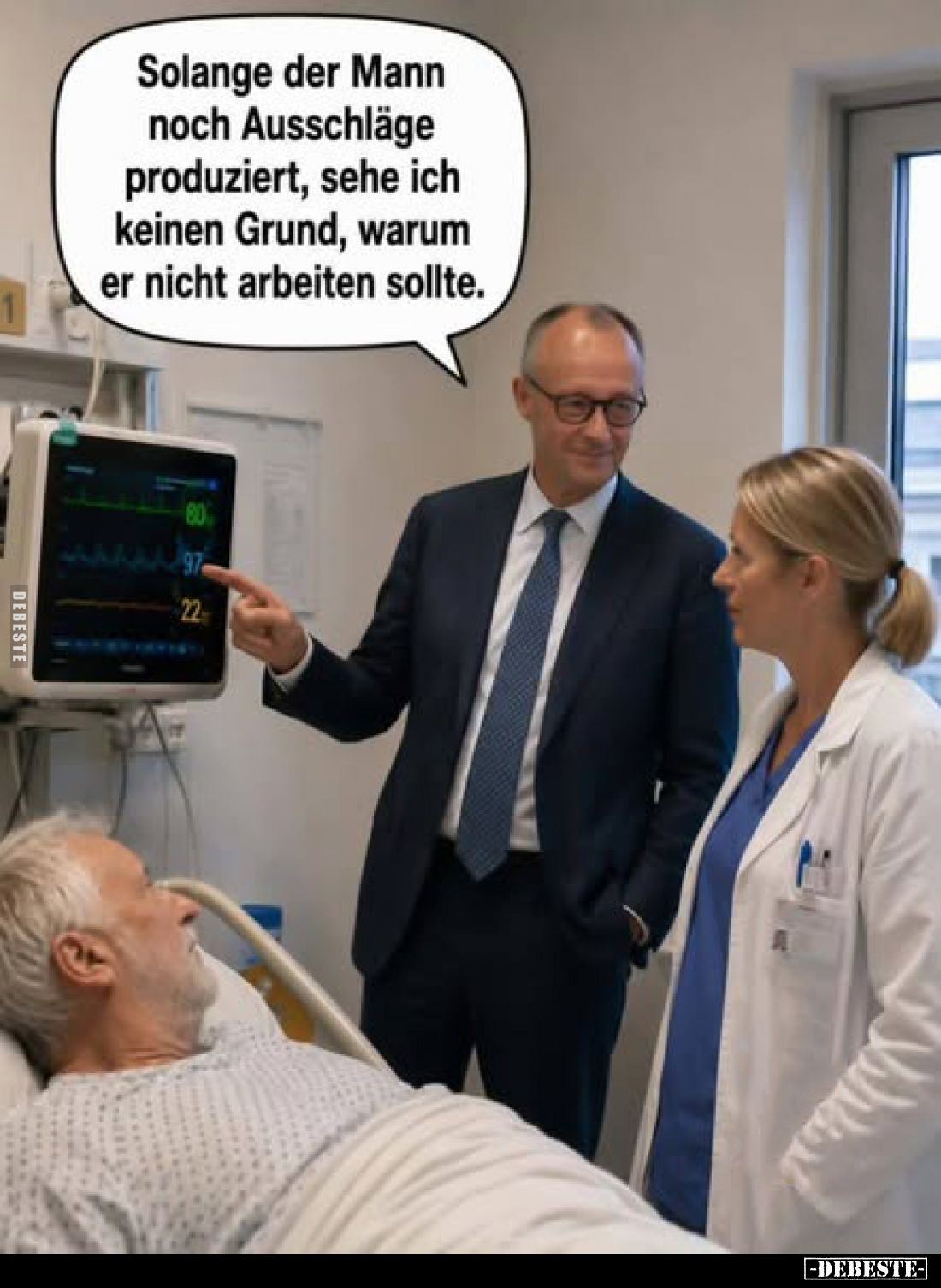 Solange der Mann noch Ausschläge produziert, sehe ich keinen Grund, warum er nicht arbeiten sollte.