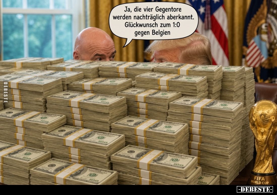 Ja, die vier Gegentore werden nachträglich aberkannt.
Glückwunsch zum 1:0 gegen Belgien.