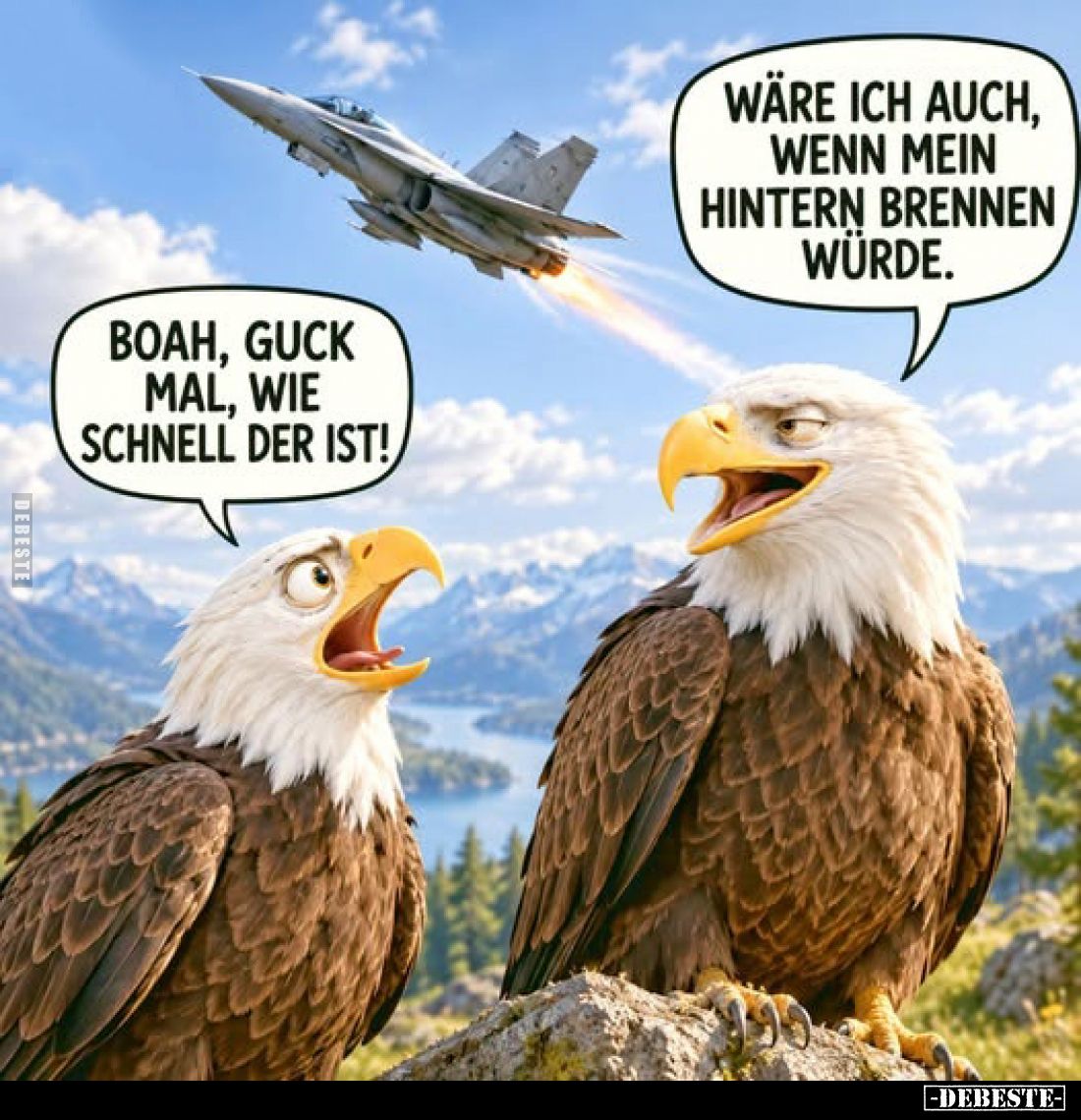 Wäre ich auch, wenn mein Hintern brennen würde. - Boah, guck mal, wie schnell der ist!