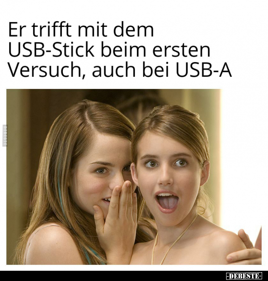 Er trifft mit dem USB-Stick beim ersten Versuch, auch bei USB-A.. - Lustige Bilder | DEBESTE.de