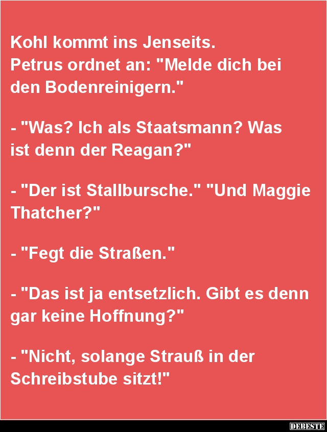 Kohl kommt ins Jenseits.. - Lustige Bilder | DEBESTE.de