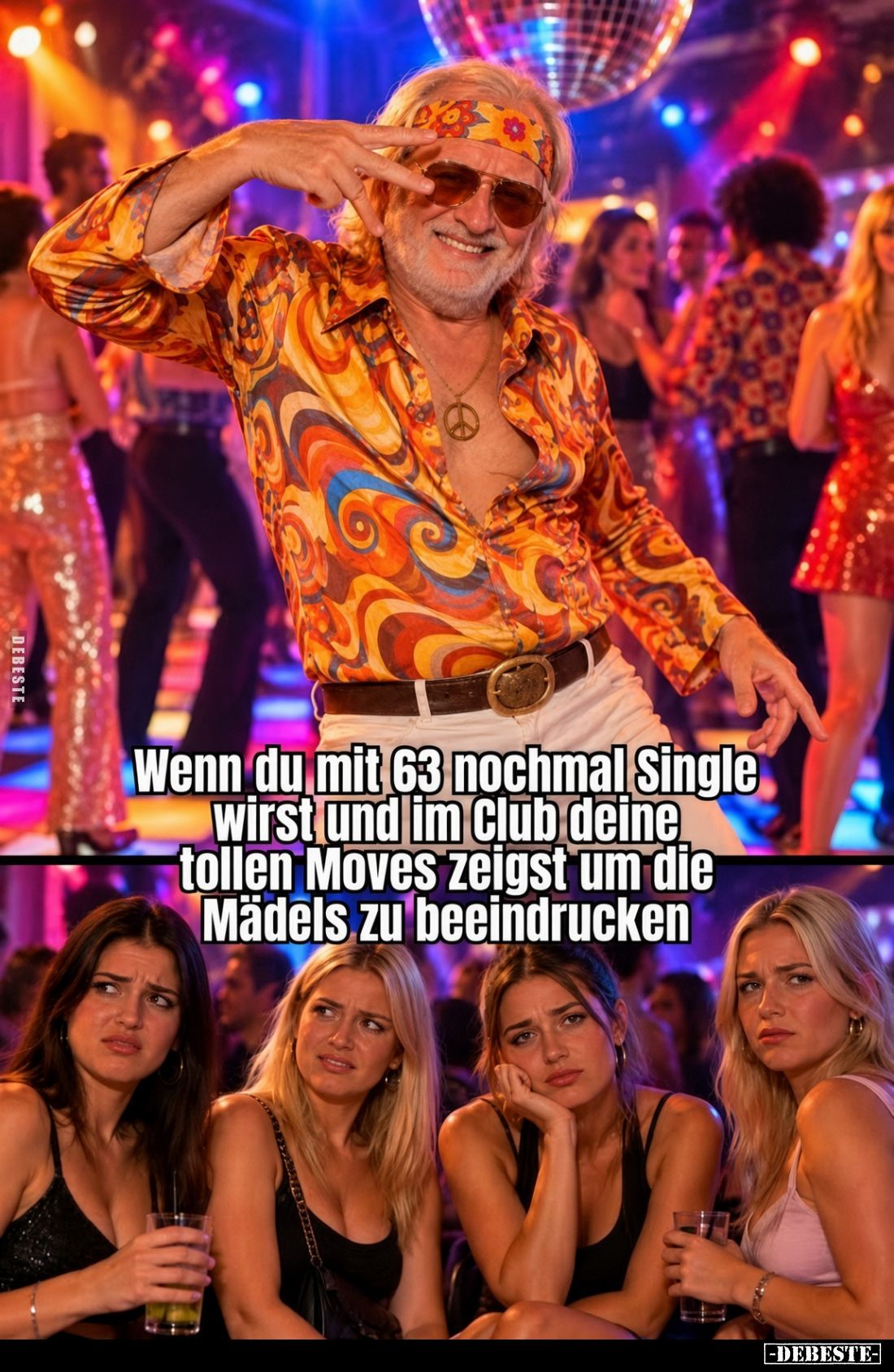 Wenn du mit 63 nochmal Single wirst und im Club deine tollen Moves zeigst um die Mädels zu beeindrucken.