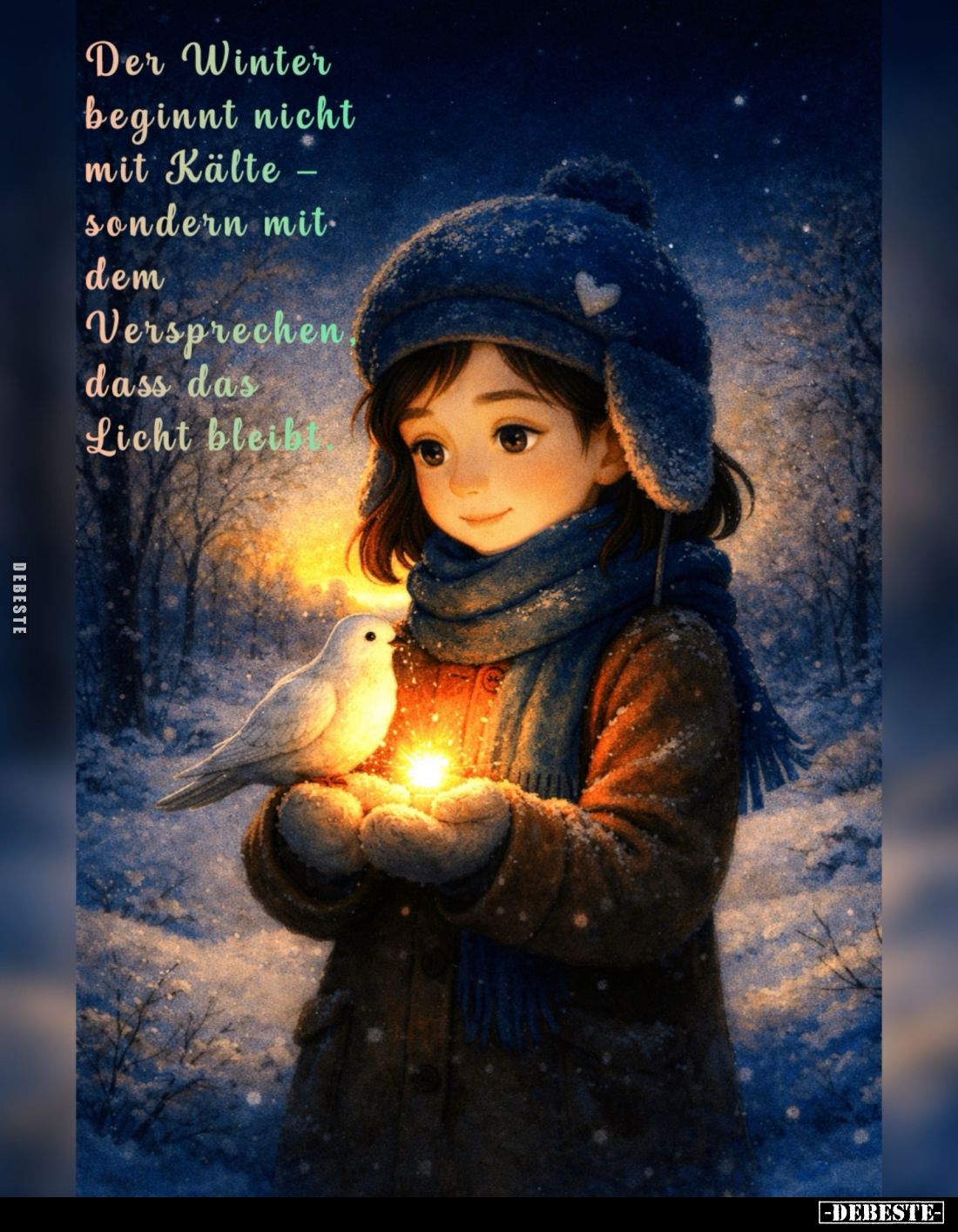 Der Winter beginnt nicht mit Kälte sondern mit. dem Versprechen dass das Licht bleibt.