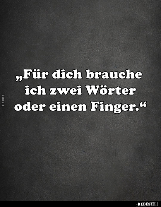 "Für dich brauche ich zwei Wörter oder einen Finger.".. - Lustige Bilder | DEBESTE.de