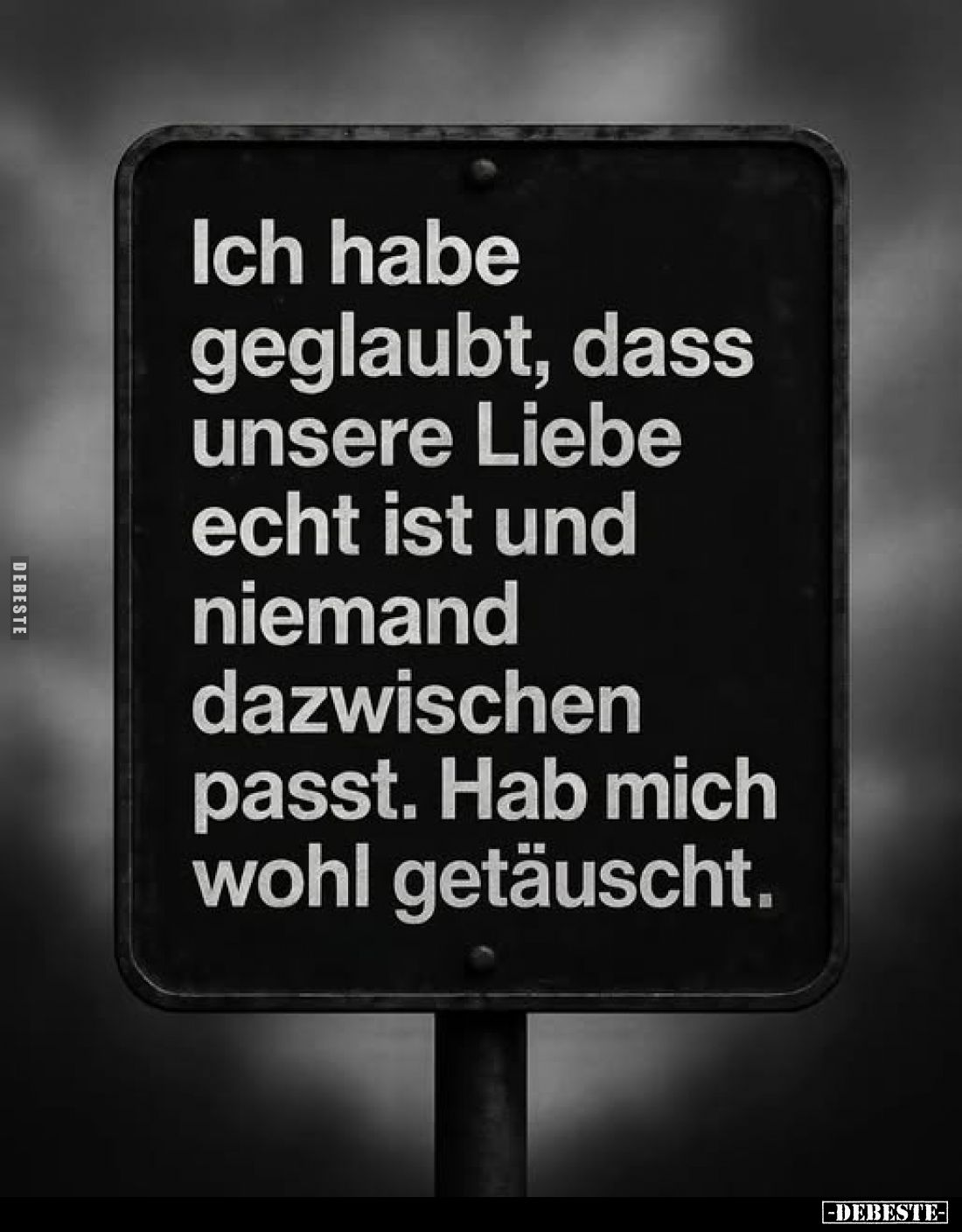 Ich habe geglaubt, dass unsere Liebe echt ist und niemand dazwischen passt. Hab mich wohl getäuscht.