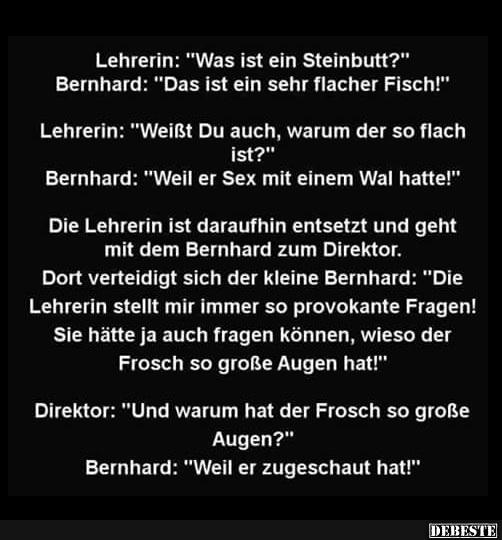 Lehrerin: 'Was ist ein Steinbutt?'