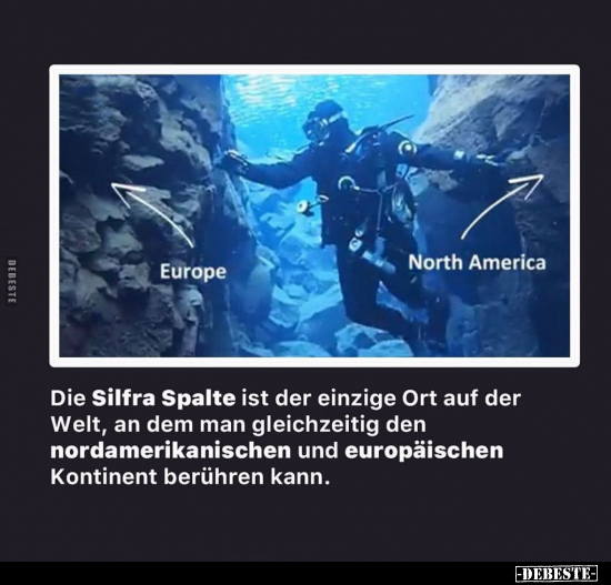 Die Silfra Spalte ist der einzige Ort auf der Welt, an dem.. - Lustige Bilder | DEBESTE.de