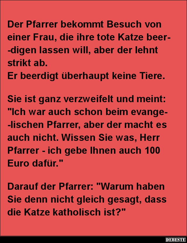 Der Pfarrer bekommt Besuch von einer Frau..