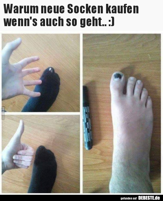 Warum neue Socken kaufen  wenn's auch so geht.. :) - Lustige Bilder | DEBESTE.de