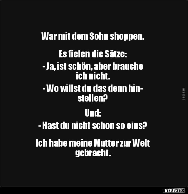 War mit dem Sohn shoppen.. - Lustige Bilder | DEBESTE.de