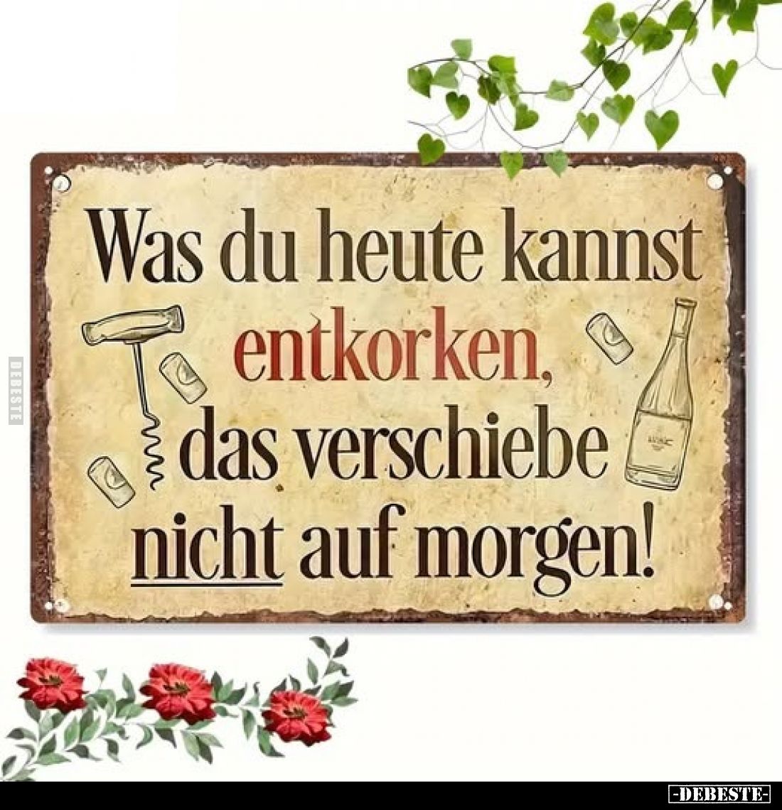 Was du heute kannst entkorken, das verschiebe nicht auf morgen!
