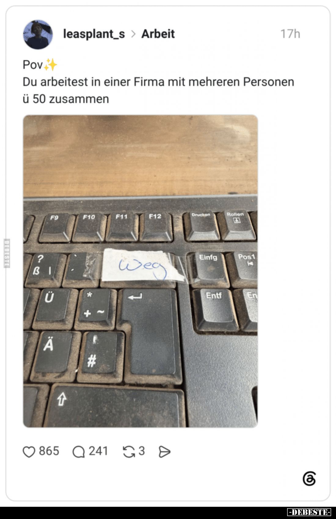 Pov: Du arbeitest in einer Firma mit mehreren Personen ü 50 zusammen.