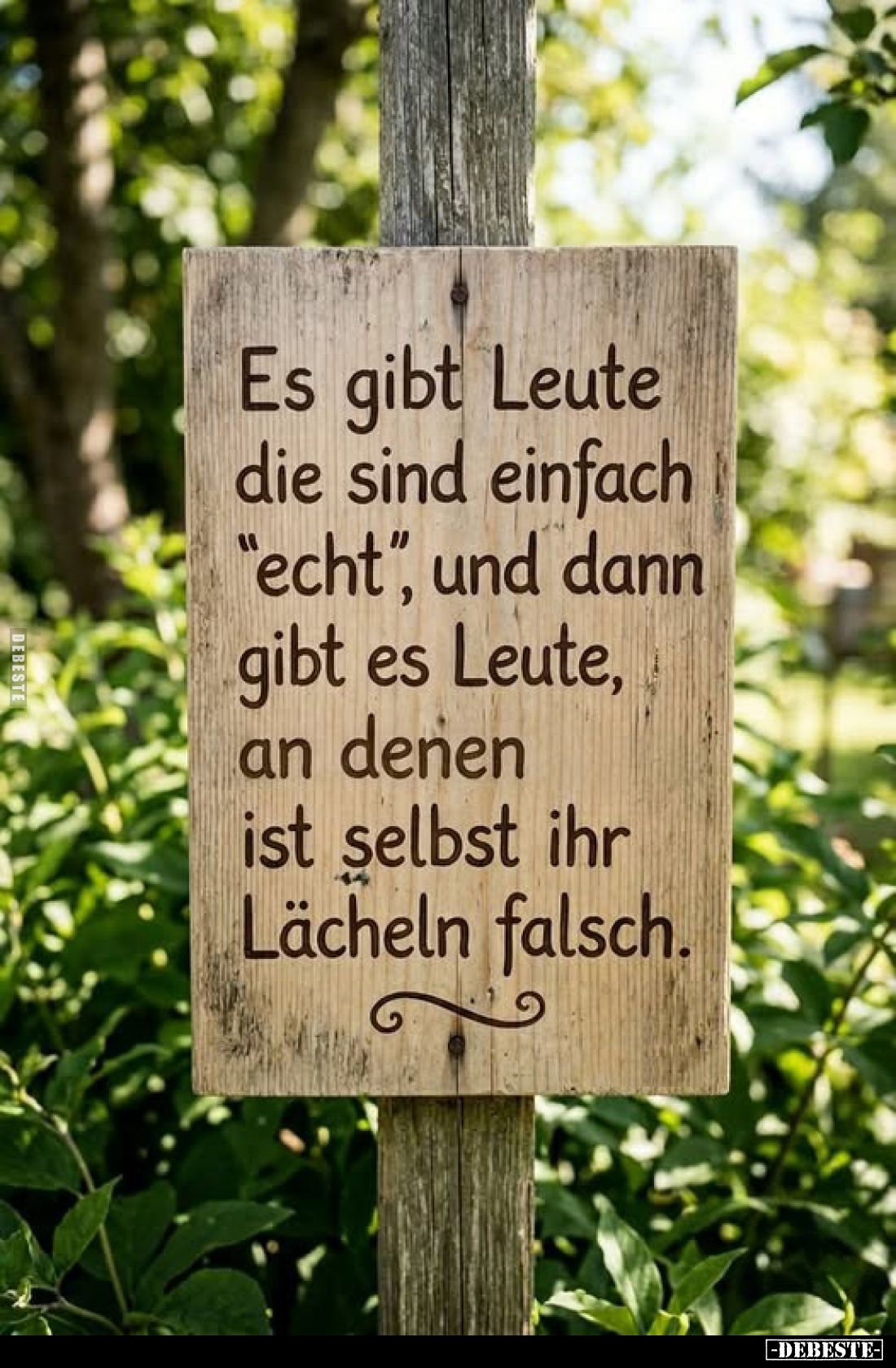 Es gibt Leute die sind einfach "echt", und dann gibt es Leute, an denen ist selbst ihr Lächeln falsch.