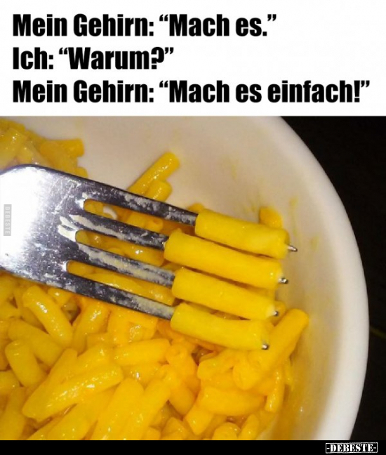 Mein Gehirn: "Mach es." Ich: "Warum?" Mein Gehirn: "Mach es einfach!"