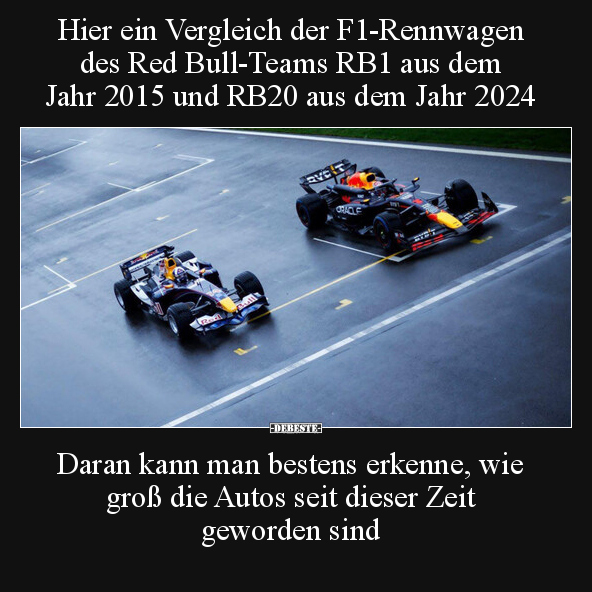 Hier ein Vergleich der F1-Rennwagen des Red Bull-Teams RB1.. - Lustige Bilder | DEBESTE.de