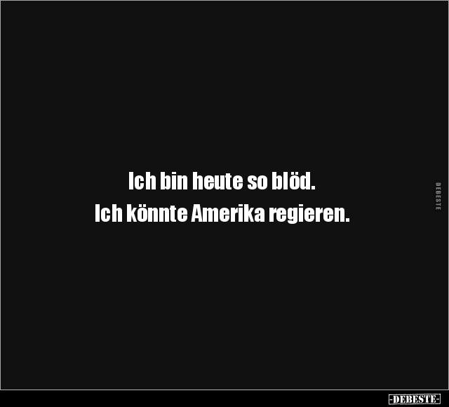 Ich bin heute so blöd. Ich könnte Amerika regieren... - Lustige Bilder | DEBESTE.de