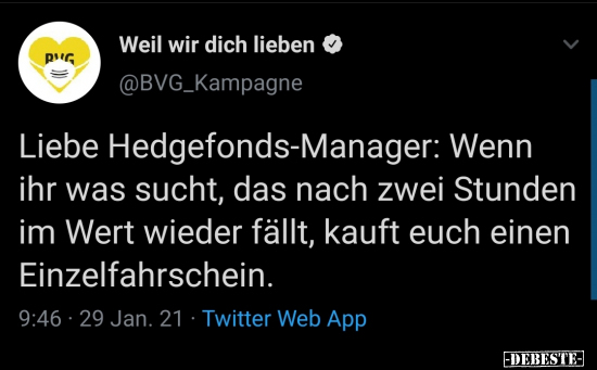 Liebe Hedgefonds-Manager: Wenn ihr was sucht, das nach zwei.. - Lustige Bilder | DEBESTE.de