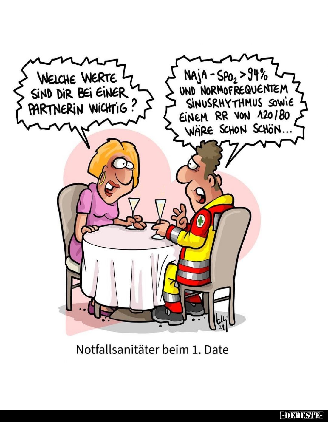 Notfallsanitäter beim 1. Date. -
Welche Werte sind dir bei einer Partnerin wichtig? -
-
Naja – SpO₂ > 94% und normofreq...