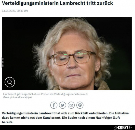 Verteidigungsministerin Lambrecht tritt zurück.. - Lustige Bilder | DEBESTE.de
