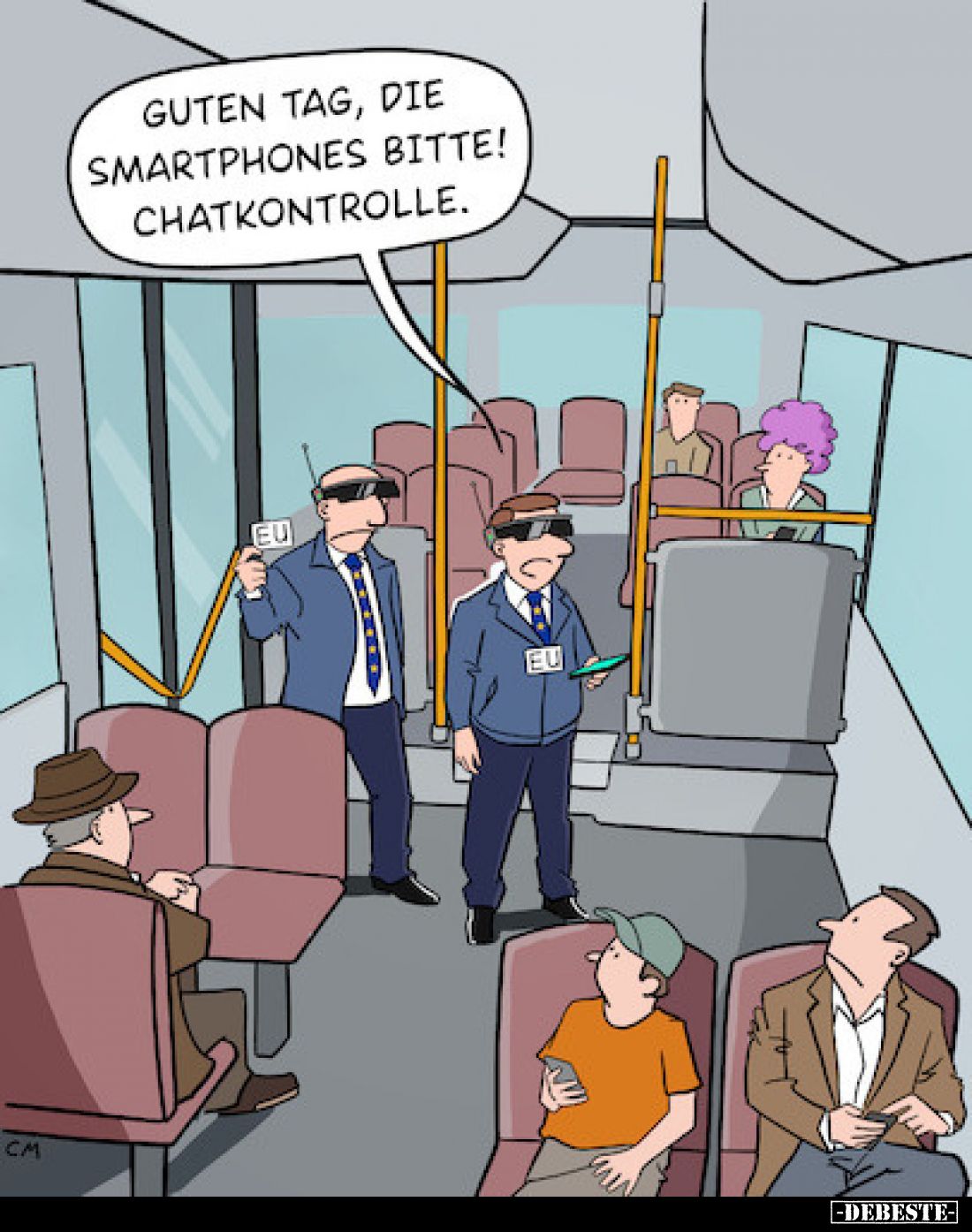 Guten Tag, die Smartphones bitte! Chatkontrolle.