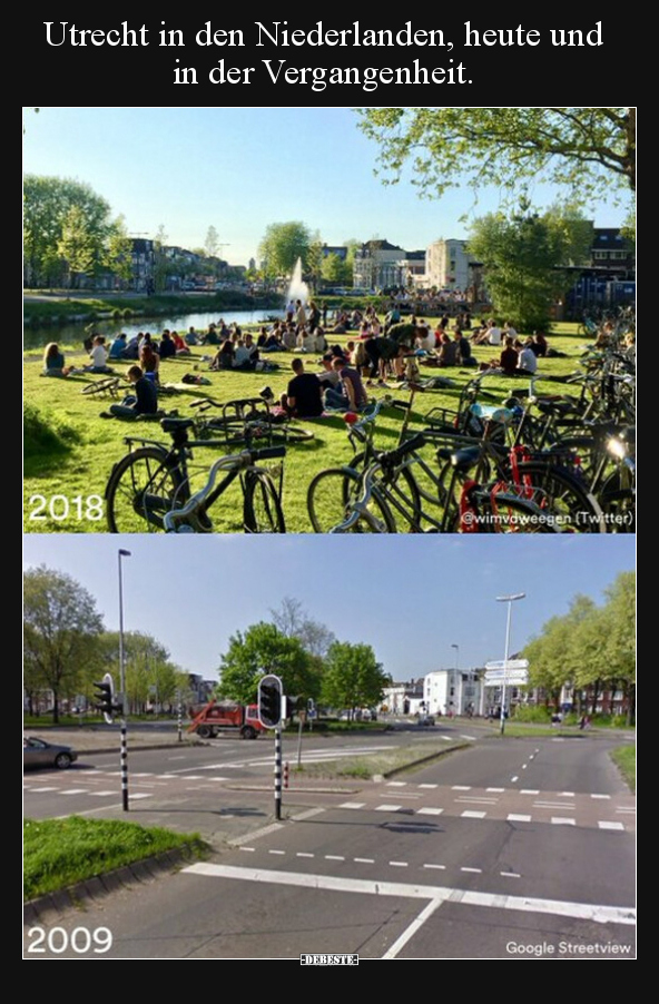 Utrecht in den Niederlanden, heute und in der Vergangenheit.