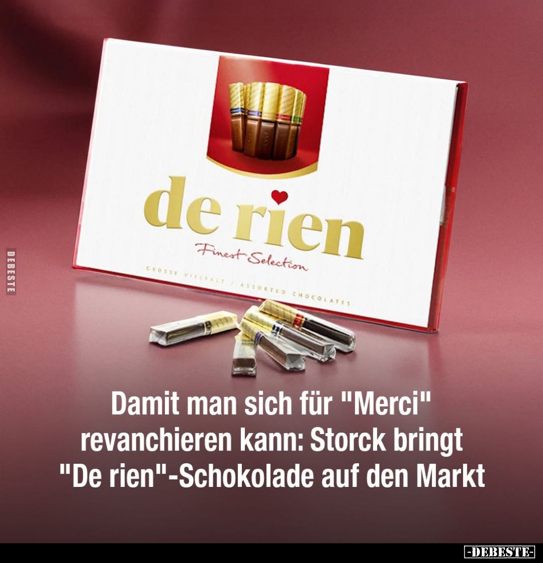 Damit man sich für "Merci" revanchieren kann: Storck bringt "De rien"-Schokolade auf den Markt