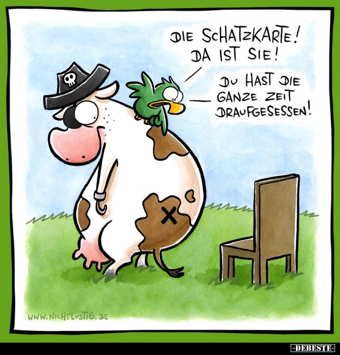 Die Schatzkarte! Da ist sie! -
Du hast die ganze Zeit draufgesessen!