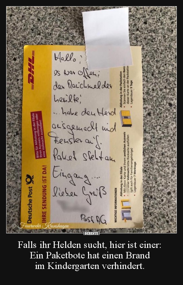 Falls ihr Helden sucht, hier ist einer: Ein Paketbote hat.. - Lustige Bilder | DEBESTE.de