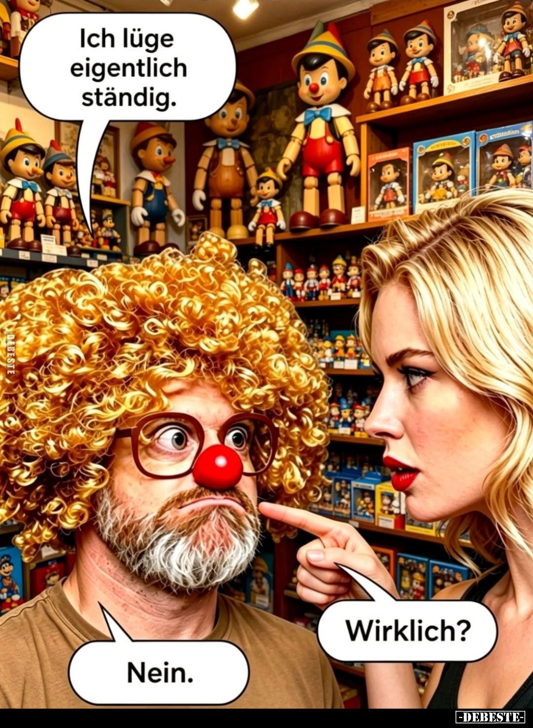 Ich lüge eigentlich ständig.
-
Wirklich? -
Nein.