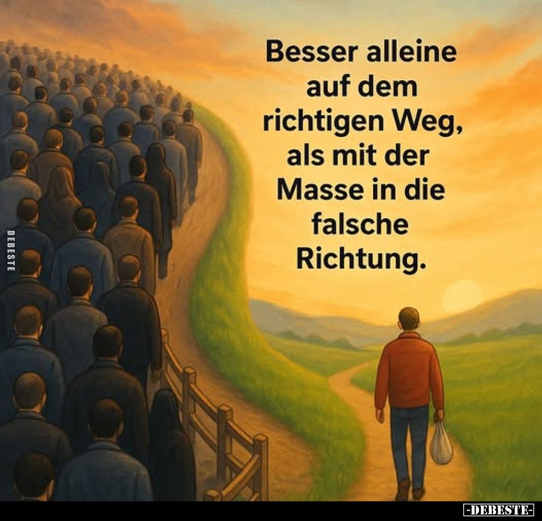 Besser alleine auf dem richtigen Weg, als mit der Masse in die falsche Richtung.