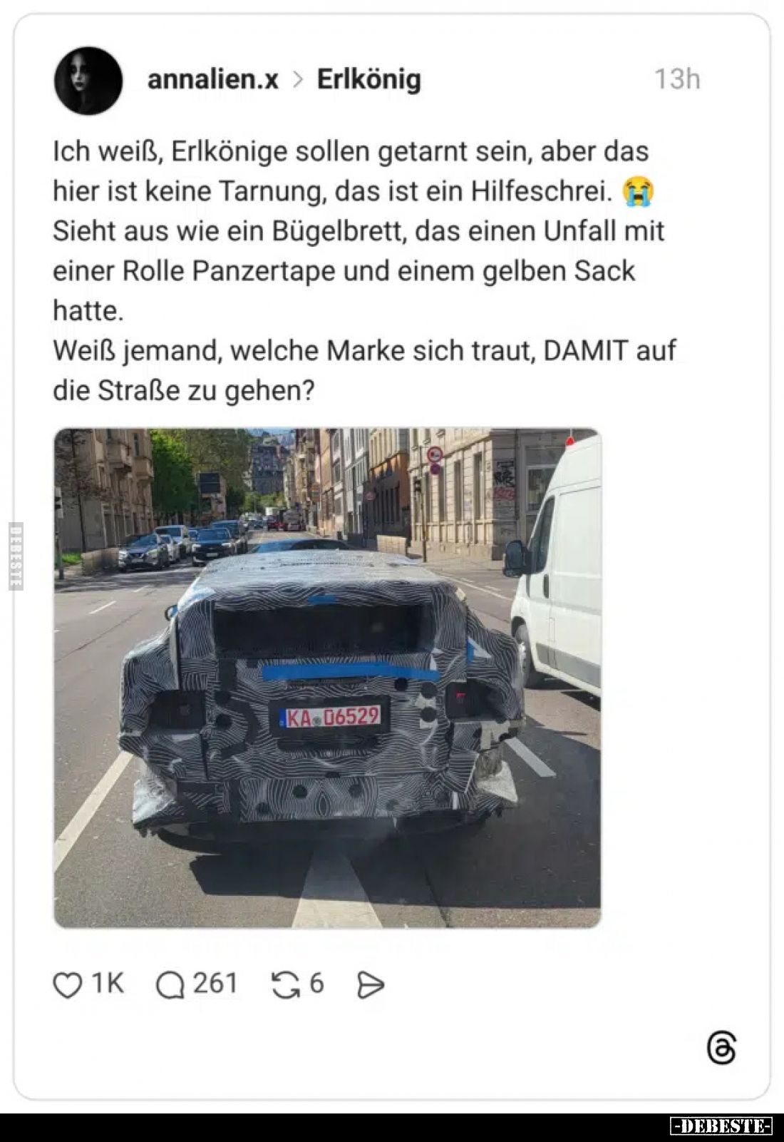 Ich weiß, Erlkönige sollen getarnt sein, aber das hier ist keine Tarnung, das ist ein Hilfeschrei.
Sieht aus wie ein Bügelbr...
