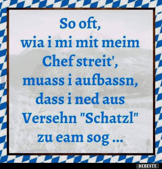 So oft, wia i mi mit meim Chef streit', muss i aufbassn.. - Lustige Bilder | DEBESTE.de