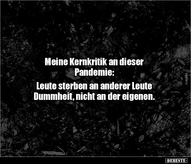 Meine Kernkritik an dieser Pandemie: Leute sterben an.. - Lustige Bilder | DEBESTE.de