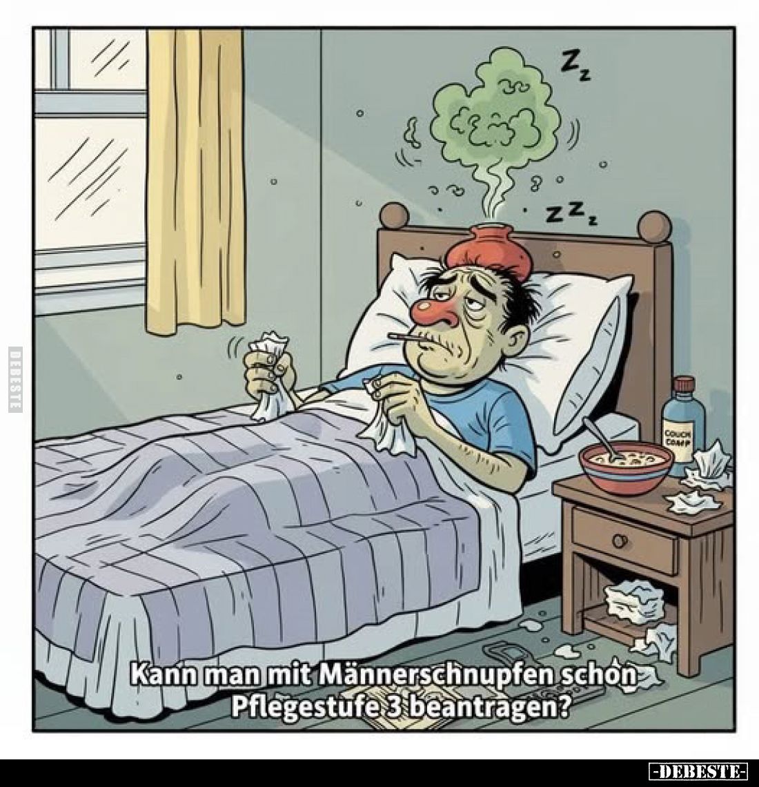 Kann man mit Männerschnupfen schon Pflegestufe 3 beantragen?