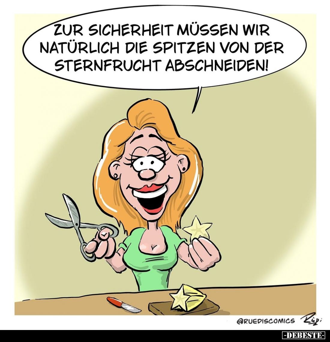 Zur Sicherheit müssen wir natürlich die Spitzen von der Sternfrucht abschneiden!