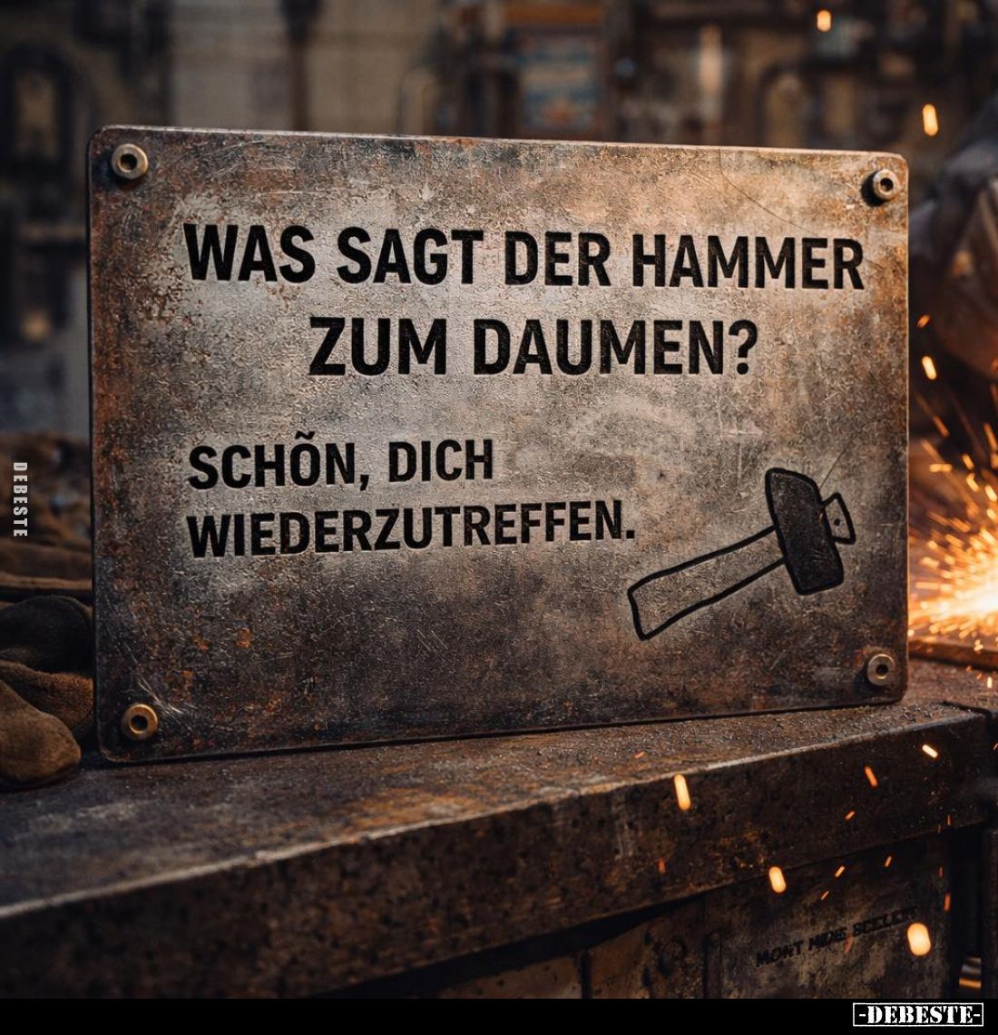 Was sagt der Hammer zum Daumen? -
Schön, dich wiederzutreffen.