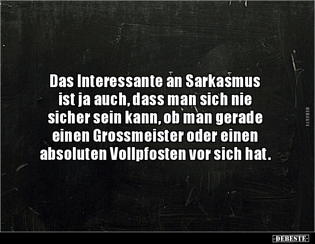 Das Interessante an Sarkasmus ist ja auch, dass man.. - Lustige Bilder | DEBESTE.de