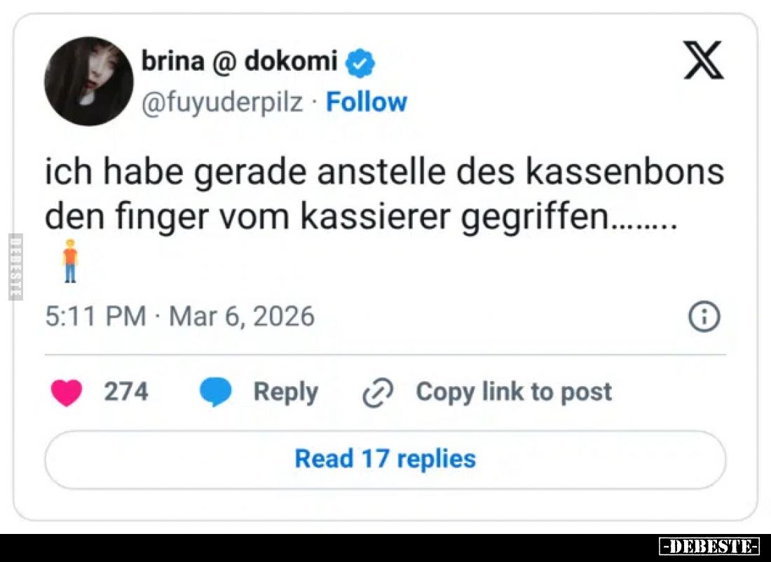 Ich habe gerade anstelle des Kassenbons den Finger vom.. - Lustige Bilder | DEBESTE.de