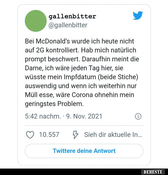 Bei McDonald's wurde ich heute nicht auf 2G kontrolliert... - Lustige Bilder | DEBESTE.de