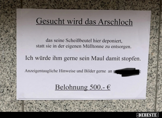 Gesucht wird das Arschloch, das seine Schei*ßbeutel hier deponiert.. - Lustige Bilder | DEBESTE.de