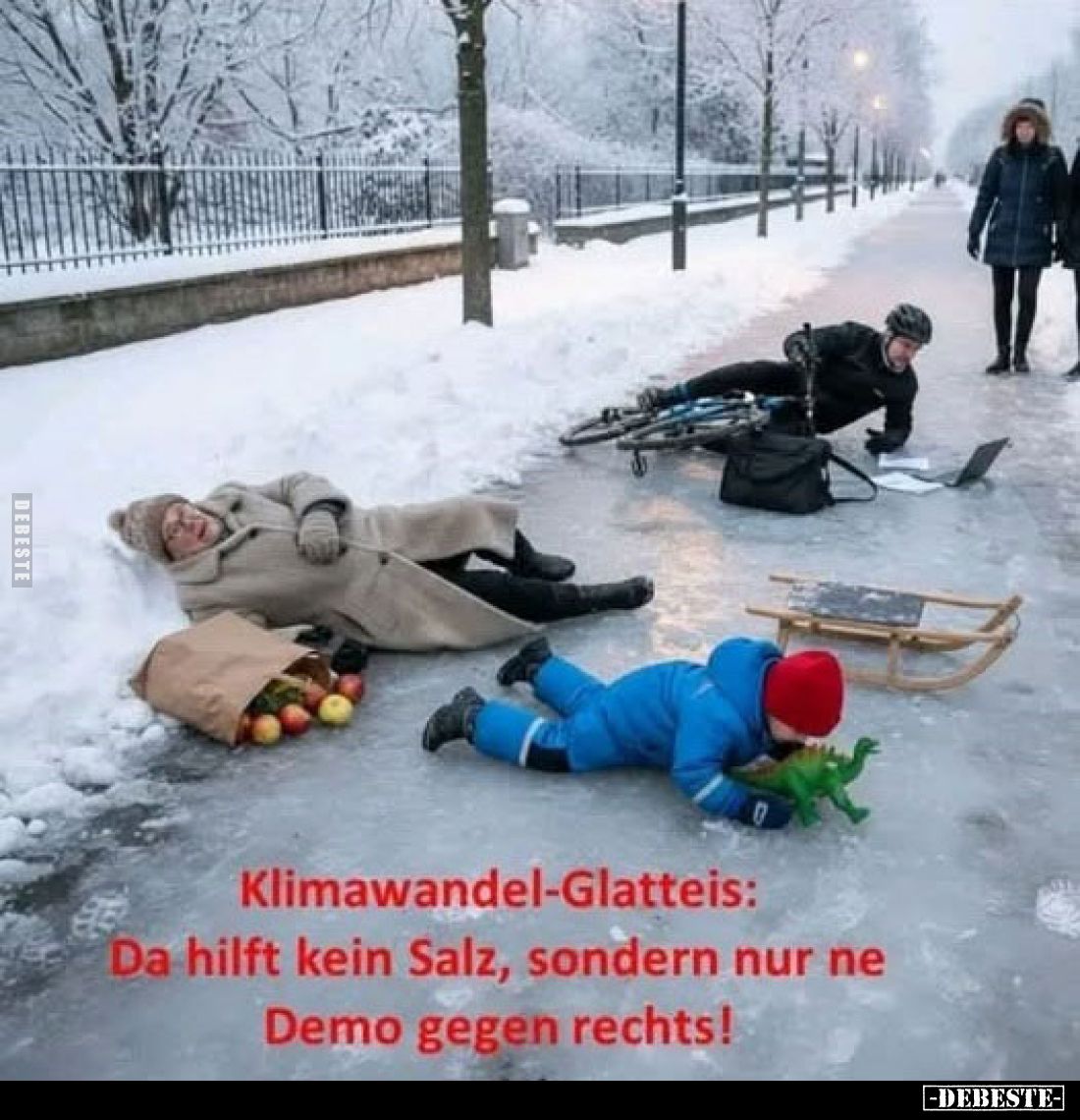 Klimawandel-Glatteis: Da hilft kein Salz, sondern nur ne Demo gegen rechts!