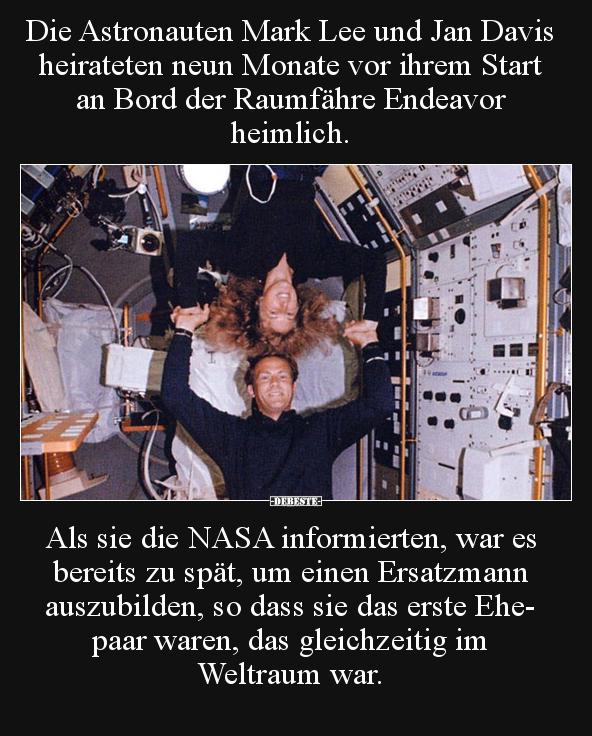 Die Astronauten Mark Lee und Jan Davis heirateten neun.. - Lustige Bilder | DEBESTE.de