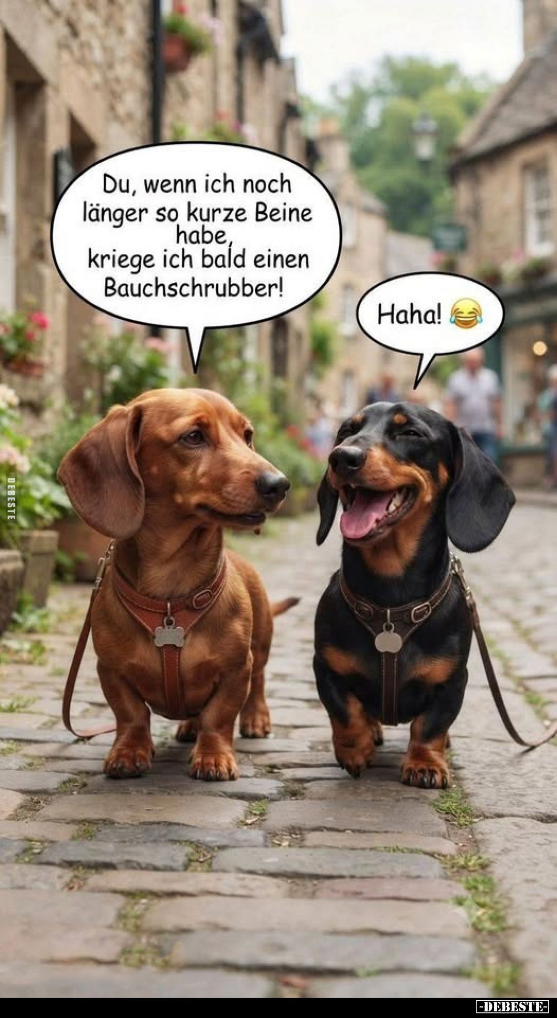 Du, wenn ich noch länger so kurze Beine habe, kriege ich bald einen Bauchschrubber!
-
Haha!