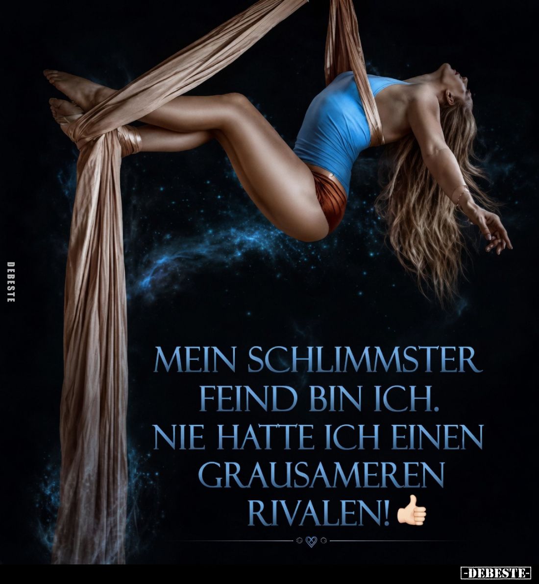 Mein schlimmster Feind bin ich.
Nie hatte ich einen grausameren Rivalen!