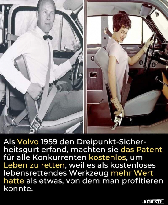 Als Volvo 1959 den Dreipunkt-Sicher-heitsgurt erfand.. - Lustige Bilder | DEBESTE.de