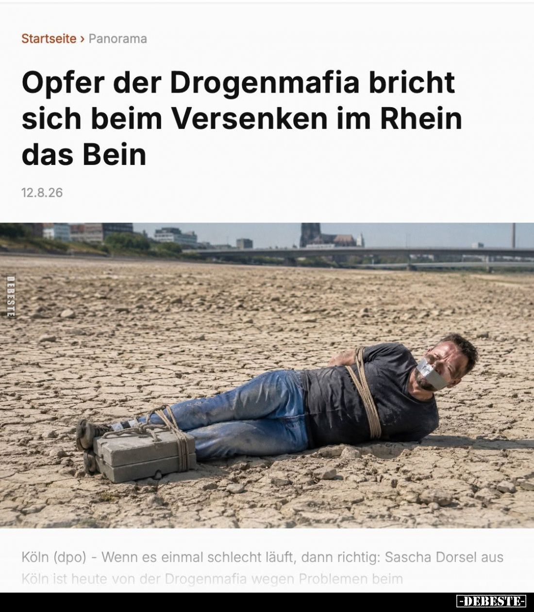 Opfer der Drogenmafia bricht sich beim Versenken im Rhein.. - Lustige Bilder | DEBESTE.de